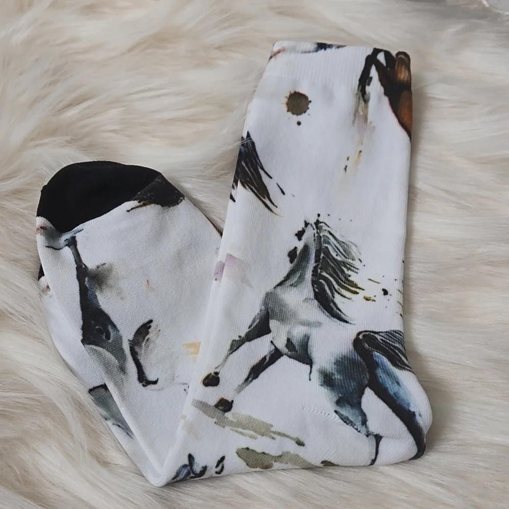 Pink Horse lovers equestrian pattern and leopard print  socks